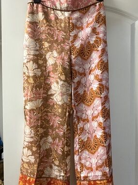 Zimmermann Pink & Brown Floral Patchwork Trousers